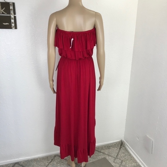 Felicity & coco  Straples off the shoulder High low Ruffle Red Maxi dress beach - Picture 7 of 10